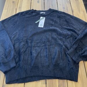 Nwt Thread 4 Thought Womens Black Fuzzy Stretchy Crewneck Sweater Size 3x